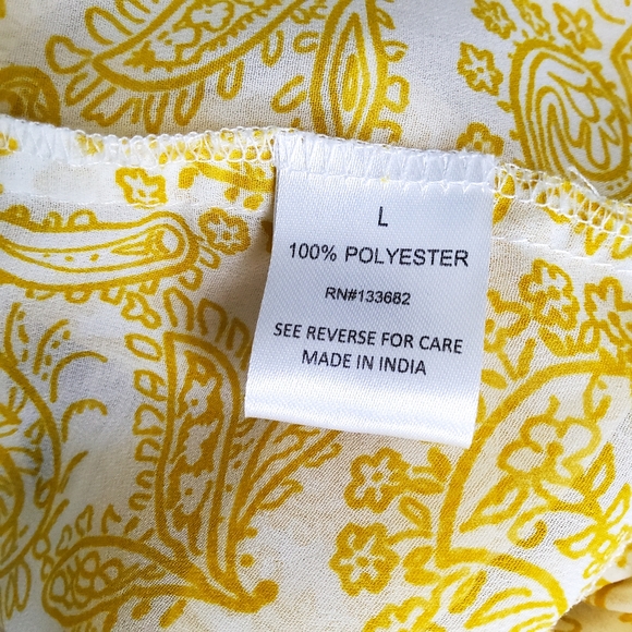 Stitch & Lace Paisley Chiffon Peplum Bell Sleeve Blouse Yellow Size Large - Picture 5 of 7